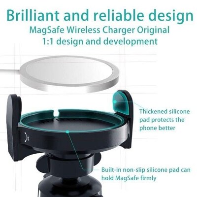 SaharaCase Car Vent Mount Compatible with MagSafe for Most Cell Phones, Black (TB00096)