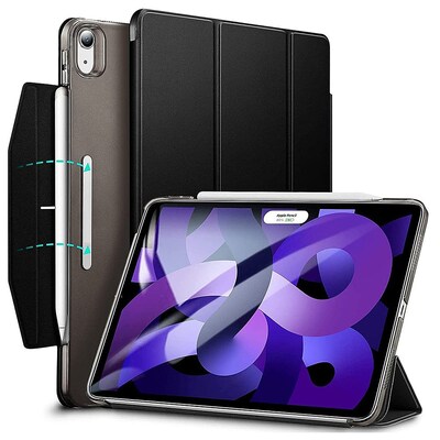 SaharaCase AirShield Series Folio Case for iPad Air 10.9-inch (4th Gen, 5th Gen) and iPad Air 11-inch M2 & M3), Black (TB00243)