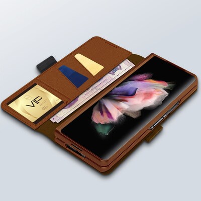 SaharaCase Folio Wallet Case for Samsung Galaxy Z Fold4, Brown (CP00310)