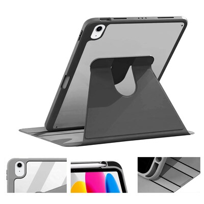 SaharaCase Rotating Folio Case for iPad 11'' (A16) and iPad 10.9" (10th Gen) , Dark Gray (TB00272)