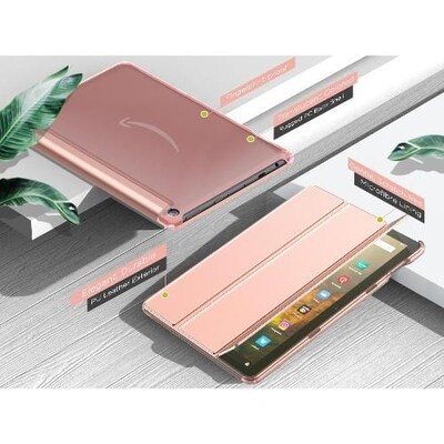 SaharaCase Tri-Fold Folio Case for Amazon Fire HD 10 (2021), Pink (TB00121)