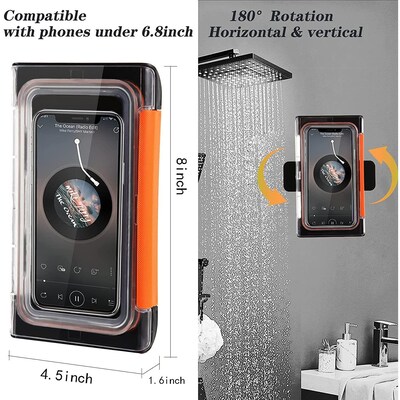 SaharaCase Bathroom Wall Mount for Most Cell Phones, Black and Orange (TB00108)