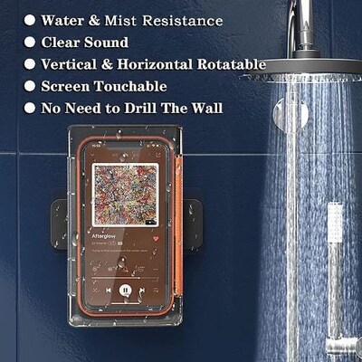 SaharaCase Bathroom Wall Mount for Most Cell Phones, Black and Orange (TB00108)