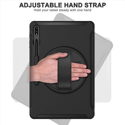 SaharaCase Protection Hand Strap Case for Samsung Galaxy Tab S7 FE and S8 Plus, Black (TB00132)
