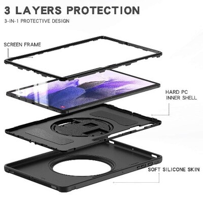 SaharaCase Protection Hand Strap Case for Samsung Galaxy Tab S7 FE and S8 Plus, Black (TB00132)