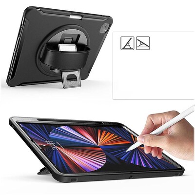 SaharaCase Protection Hand Strap Series Case for Apple iPad Pro 12.9" (4th, 5th, and 6th Gen 2020-2022), Black (TB00036)