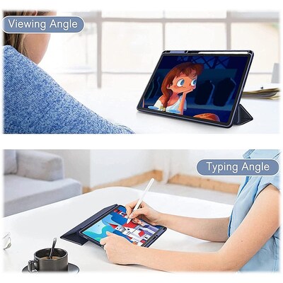 SaharaCase Folio Case for Samsung Galaxy Tab S8+ and Ta+A2:A220b S7 FE, Clear/Navy Blue (TB00216)