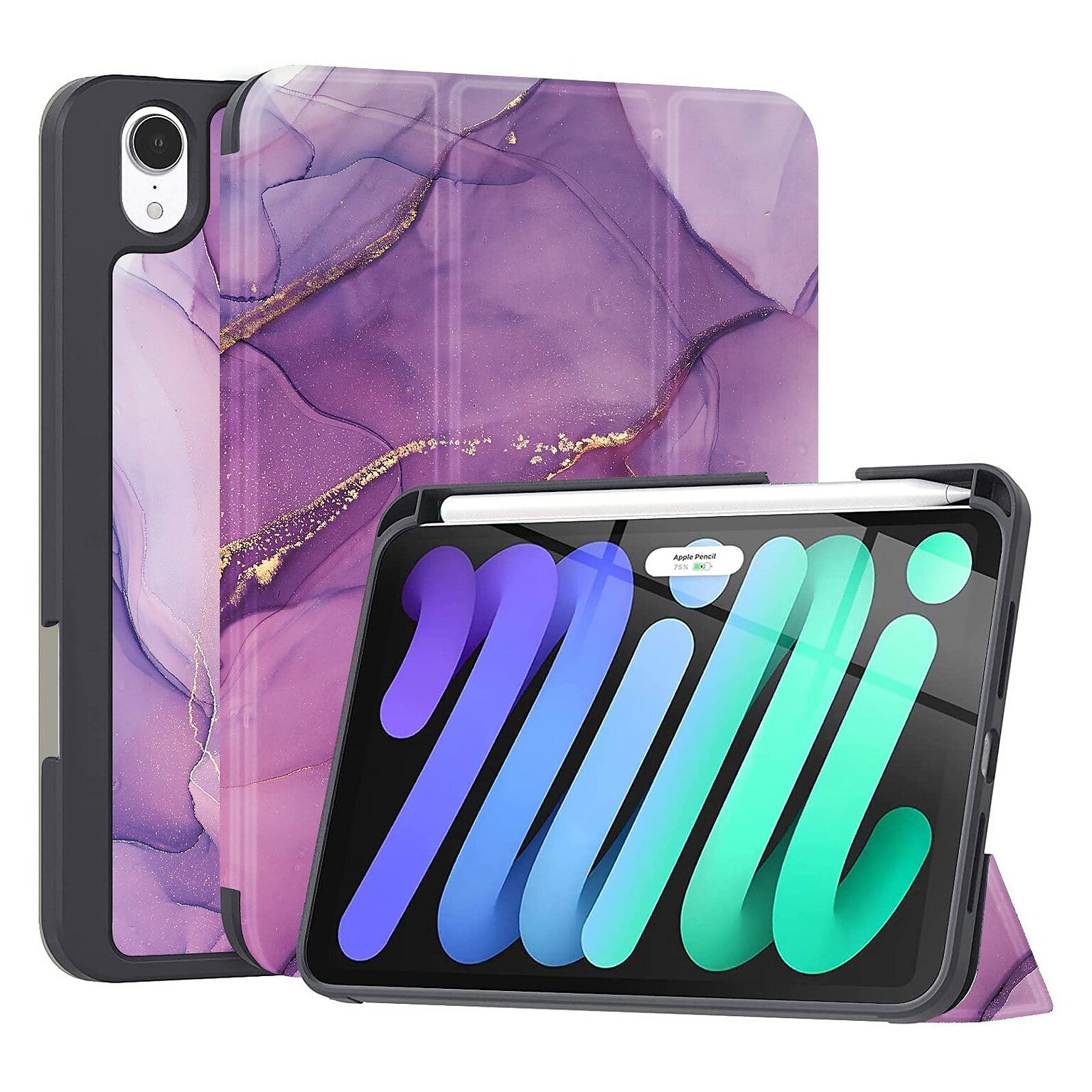 SaharaCase Folio Case for Apple iPad mini A17 Pro & 6th Generation 2021, Purple Marble (TB00050)