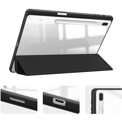 SaharaCase Folio Case for Samsung Galaxy Tab S8+ and Tab S7 FE, Clear/Black (TB00215)