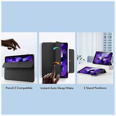 SaharaCase Magnetic Series Folio Case for iPad Air 10.9-inch (4th Gen, 5th Gen) and iPad Air 11-inch M2 & M3, Black (TB00245)