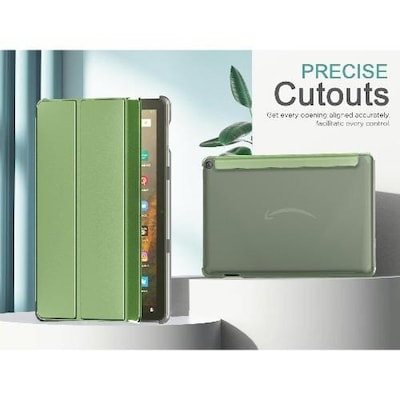 SaharaCase Tri-Fold Folio Case for Amazon Fire HD 10 (2021), Olive Green (TB00122)