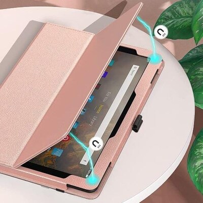 SaharaCase Bi-Fold Folio Case for Amazon Fire HD 10 (2021), Rose Gold (TB00117)