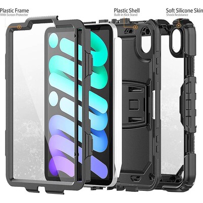 SaharaCase Defense Series Case for Apple iPad mini A17 Pro & 6th Generation 2021, Black (TB00055)