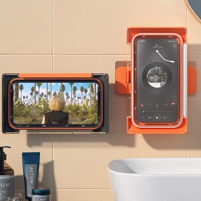 SaharaCase Bathroom Wall Mount for Most Cell Phones, Black and Orange (TB00108)