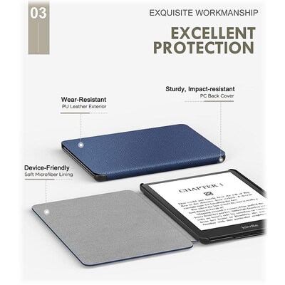 SaharaCase Folio Case for Amazon Kindle Paperwhite 11th Generation, 2021-2023 Release), Blue (TB00191)