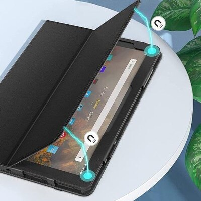 SaharaCase Bi-Fold Folio Case for Amazon Fire HD 10 (2021), Black (TB00115)