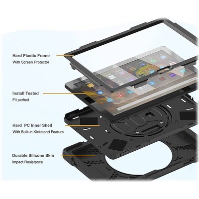 SaharaCase Protection Hand Strap Series for Amazon Fire HD 10 (2021) and Amazon Fire HD 10 Plus (2021), Black (TB00118)