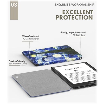 SaharaCase Folio Case for Amazon Kindle Paperwhite (11th Generation, 2021-2023 Release), Blue/White (TB00194)