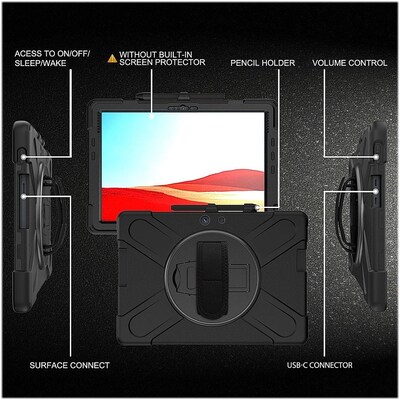 SaharaCase Protection Hand Strap Series Case for Microsoft Surface Pro X 2021, Black (TB00179)