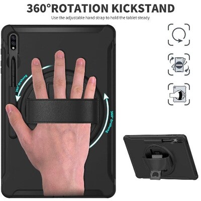 SaharaCase Protection Hand Strap Case for Samsung Galaxy Tab S7 FE and S8 Plus, Black (TB00132)