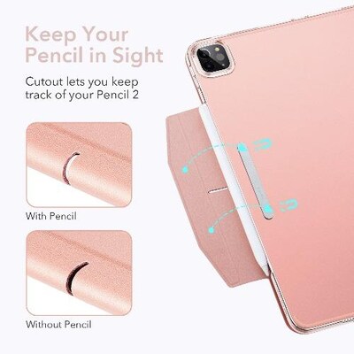 SaharaCase ESR Folio Case for Apple iPad Pro 11" (2nd, 3rd, and 4th Gen 2020-2022), Rose Gold (TB00006)