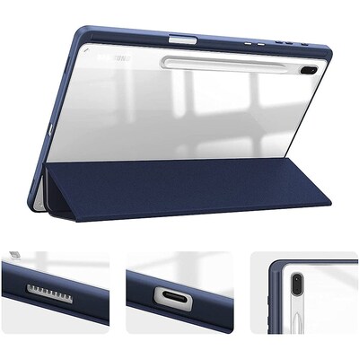 SaharaCase Folio Case for Samsung Galaxy Tab S8 Ultra, Clear/Navy Blue (TB00224)