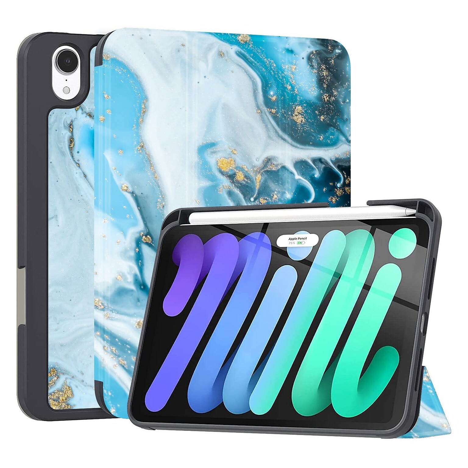 SaharaCase Folio Case for Apple iPad mini A17 Pro & 6th Generation 2021, Blue Marble (TB00051)