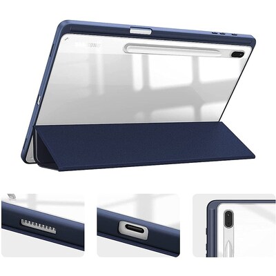 SaharaCase Folio Case for Samsung Galaxy Tab S8+ and Ta+A2:A220b S7 FE, Clear/Navy Blue (TB00216)