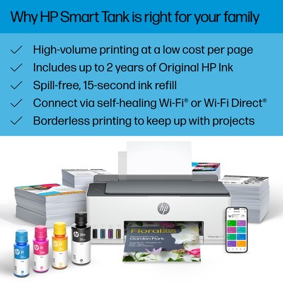 HP Smart Tank 5101 Wireless All-in-One Ink Tank Inkjet Printer with Up to 2 Years of Ink Included (1F3Y0A)