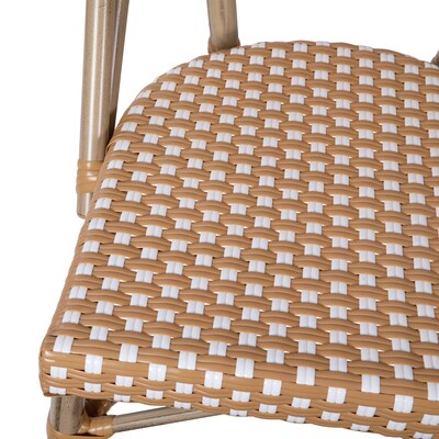 Flash Furniture Bordeaux Contemporary Aluminum and PE Rattan Bistro Stacking Chair, Black/White/Natural (SDA6421BKWHNAT)