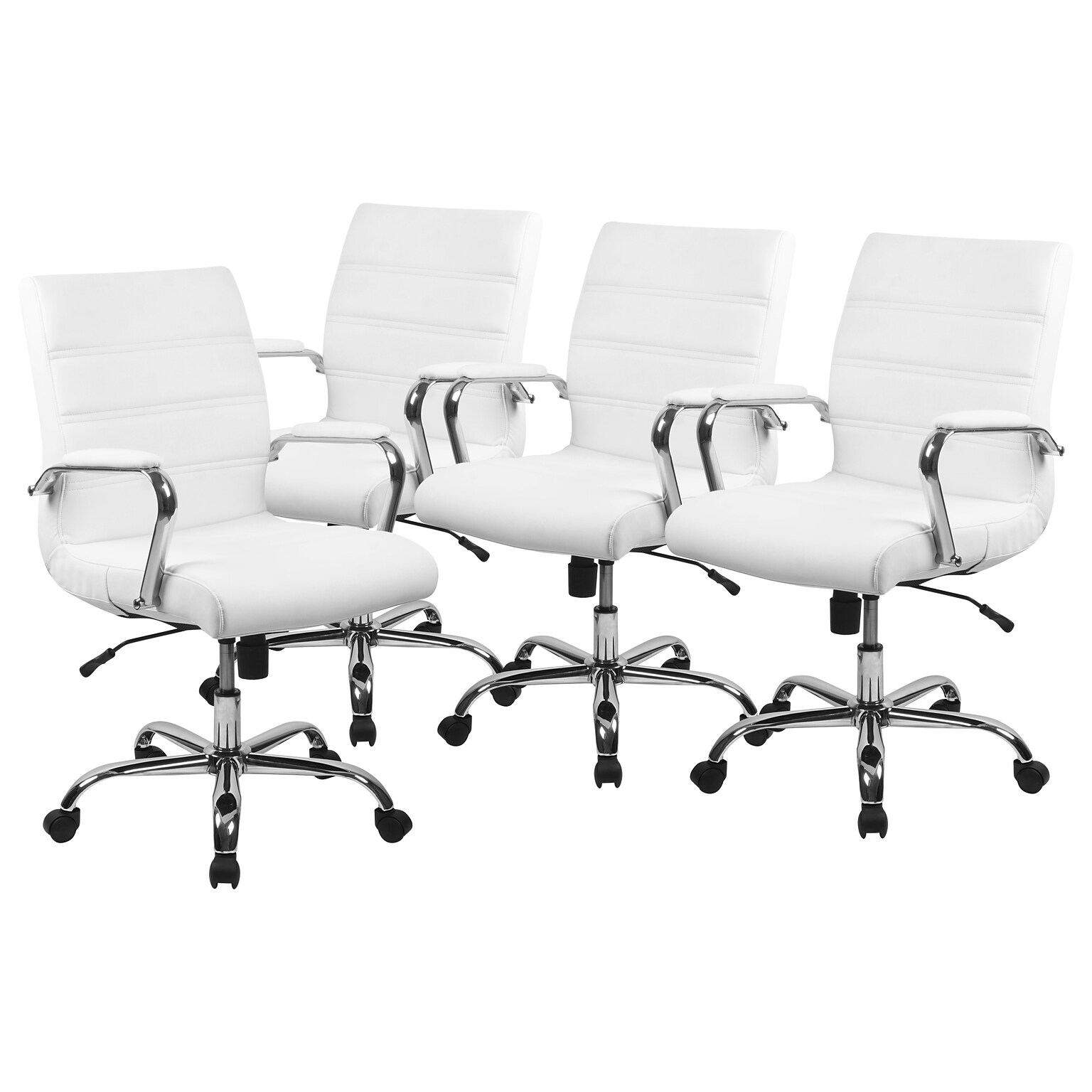 Flash Furniture Whitney Ergonomic LeatherSoft Swivel Mid-Back Executive Office Chairs, White (4GO2286MWH)