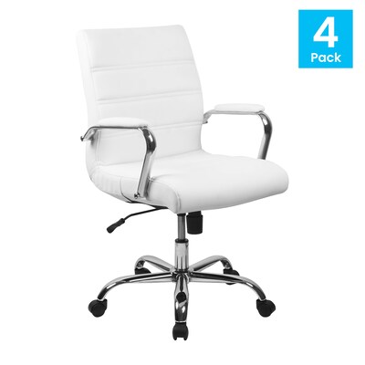 Flash Furniture Whitney Ergonomic LeatherSoft Swivel Mid-Back Executive Office Chairs, White (4GO2286MWH)