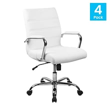 Flash Furniture Whitney Ergonomic LeatherSoft Swivel Mid-Back Executive Office Chairs, White (4GO228