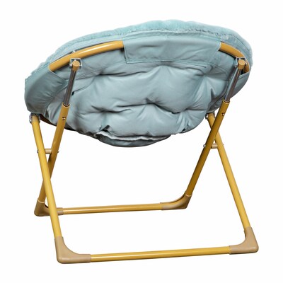 Flash Furniture Gwen Faux Fur Kids Folding Saucer Chair, Aqua/Soft Gold (FVFMC030DTAQSGD)
