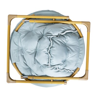 Flash Furniture Gwen Faux Fur Kids Folding Saucer Chair, Aqua/Soft Gold (FVFMC030DTAQSGD)