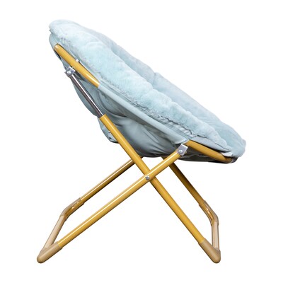 Flash Furniture Gwen Faux Fur Kids Folding Saucer Chair, Aqua/Soft Gold (FVFMC030DTAQSGD)