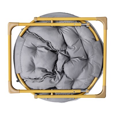 Flash Furniture Gwen Faux Fur Kids Folding Saucer Chair, Gray/Soft Gold (FVFMC030GYSGD)