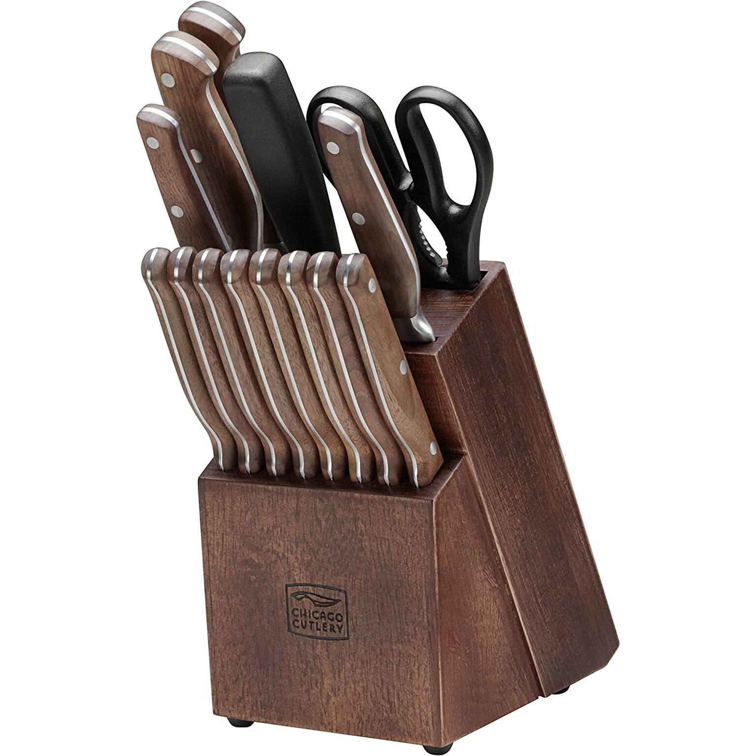 Snapware Steel 15-Piece Rustic Stained Hardwood Block and Knife Set (1134513)