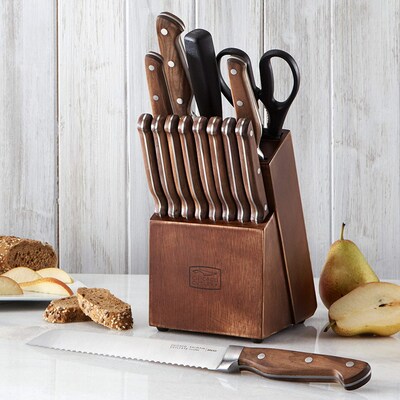 Snapware Steel 15-Piece Rustic Stained Hardwood Block and Knife Set (1134513)