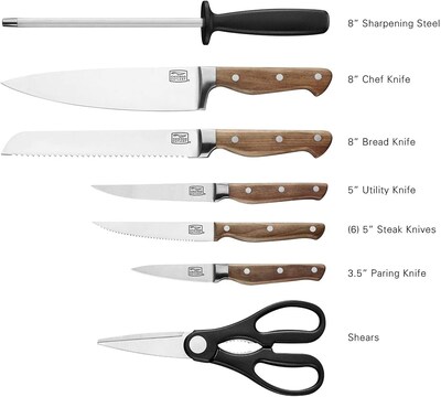 Snapware Steel 15-Piece Rustic Stained Hardwood Block and Knife Set (1134513)