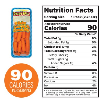 Dippin' Stix  Carrots and Ranch Snack Kit, 2.75, 6/Box (307-00369)