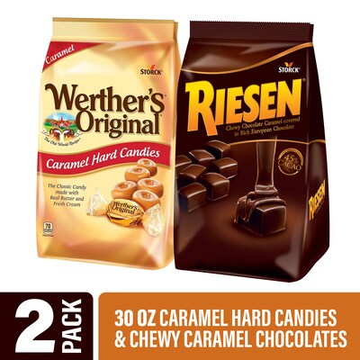 Riesen Carmel Chocolates and Werthers Original Carmel Hard Candies, 30 oz., 2/Bundle (600-00285)
