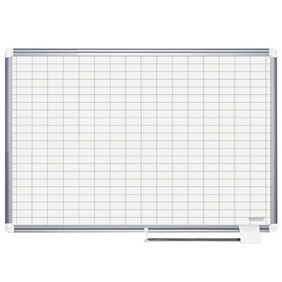 All Purpose Planner Dry Erase Board W/Accessories,1X2 Grid, 48X36, Silver Frame