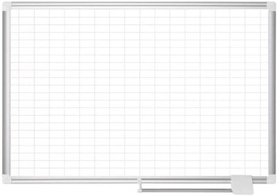 MasterVision® Magnetic 1 x 2 Grid Planner 36 x 48, Aluminum with Kit