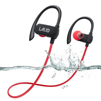 Laud Active Sport Water Resistant Bluetooth Earbuds for Gym, Workouts, Running, Red (LAUDACTV1-RED)