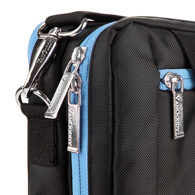 Vangoddy Laptop Messenger, Black/Aqua Nylon (PT_NBKLEA291_17)