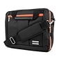 Vangoddy Nylon Backpack Messenger Shoulder Bag Case for 13.3 to 14 Inch Laptop, Black Orange (PT_NBK