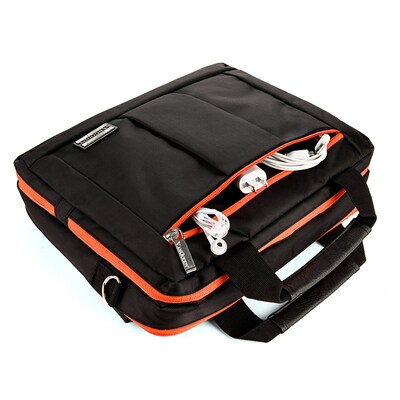 Vangoddy Laptop Briefcase, Black/Orange Nylon (PT_NBKLEA284_17)