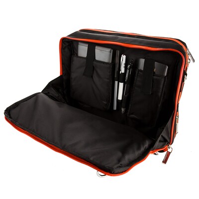 Vangoddy Laptop Briefcase, Black/Orange Nylon (PT_NBKLEA294_17)