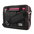 Vangoddy Nylon Backpack Messenger Shoulder Bag Case for 11 to 12 Inch Laptop, Black Pink (PT_NBKLEA2